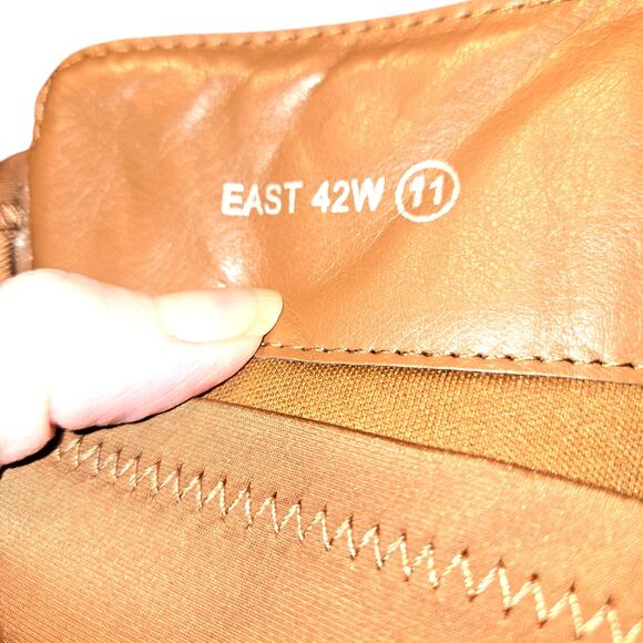 Top Moda 11 Brown Paten Leather Women's Knee Length Riding Boots Shoes 4 In Heel - Picture 6 of 8